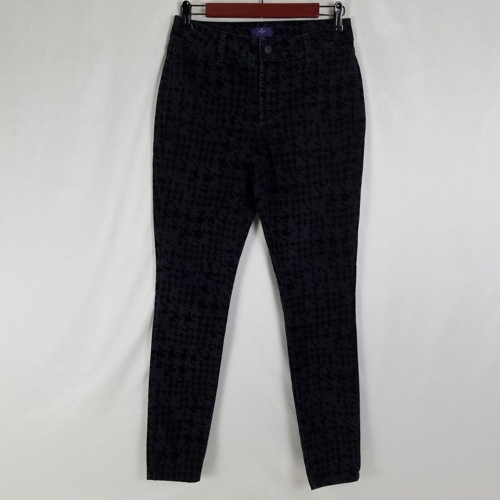 NYDJ Pants Womens 2 Black Houndstooth Mid Rise Super Skinny Jegging W28 x L30